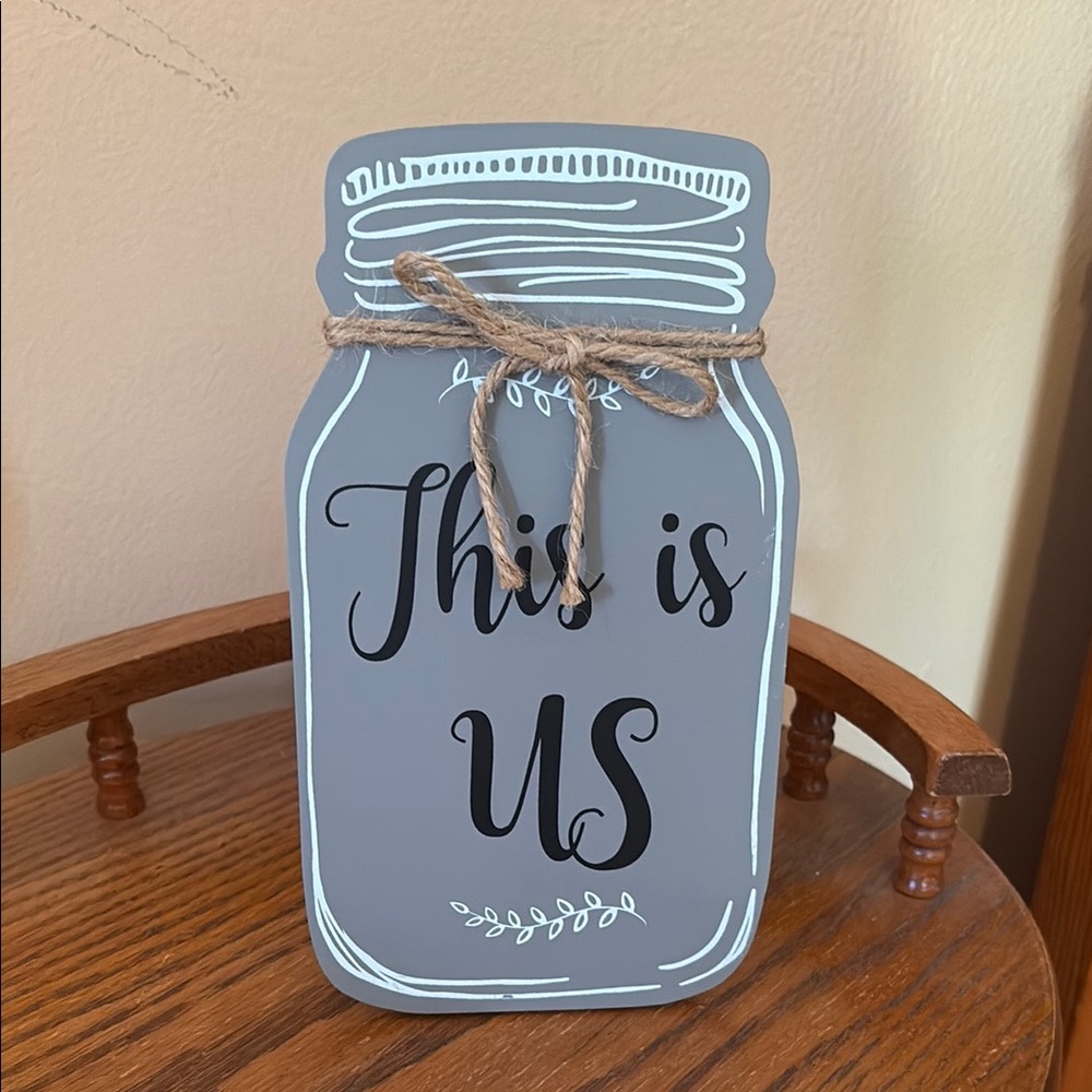 Mason Jar Wall Decor Gray with Rope Accent